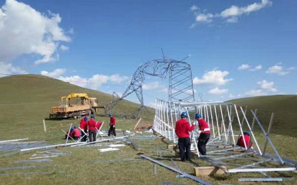 中國風電太卜寺旗風電場110kV送出線路倒塔搶修